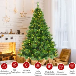 180 cm hoher beleuchteter Weihnachtsbaum Weihnachtsbaum mit 350 LED-Lichtern Grün