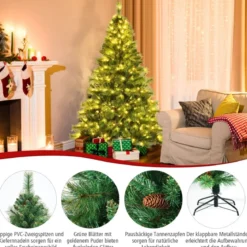 180 cm hoher beleuchteter Weihnachtsbaum Weihnachtsbaum mit 350 LED-Lichtern Grün