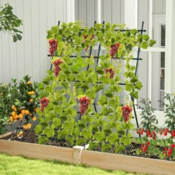 187 cm Hoher Garten-Trellis mit Netz für Gurken-Kletterpflanzen Vertikaler Pflanzenstützständer