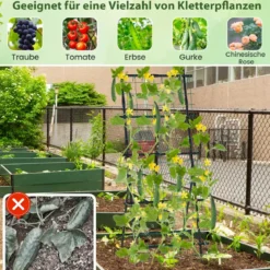 187 cm Hoher Garten-Trellis mit Netz für Gurken-Kletterpflanzen Vertikaler Pflanzenstützständer