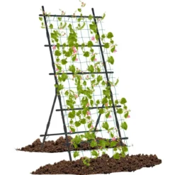 187 cm Hoher Garten-Trellis mit Netz für Gurken-Kletterpflanzen Vertikaler Pflanzenstützständer