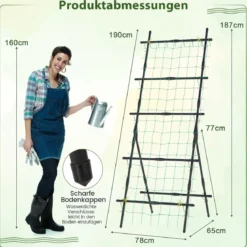 187 cm Hoher Garten-Trellis mit Netz für Gurken-Kletterpflanzen Vertikaler Pflanzenstützständer