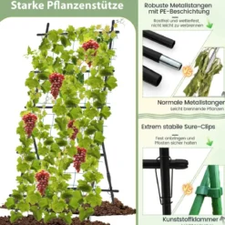 187 cm Hoher Garten-Trellis mit Netz für Gurken-Kletterpflanzen Vertikaler Pflanzenstützständer