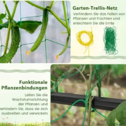 187 cm Hoher Garten-Trellis mit Netz für Gurken-Kletterpflanzen Vertikaler Pflanzenstützständer