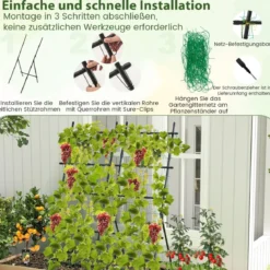 187 cm Hoher Garten-Trellis mit Netz für Gurken-Kletterpflanzen Vertikaler Pflanzenstützständer