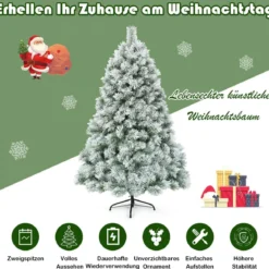 180 cm hoher künstlicher Tannenbaum mit Schnee verschneite Tannennadeln Künstlicher Weihnachtsbaum