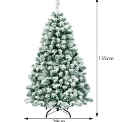 135 cm hoher Künstlicher Weihnachtsbaum Beleuchteter Schneebedeckter Baum mit Metallständer