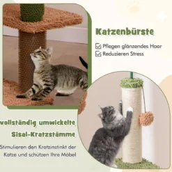 152 cm hoher Kratzbaum für Hauskatzen mehrstöckiger Katzenturm mit Sisalpfosten