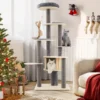 172 cm hoher Kratzbaum mehrstöckiger Katzenbaum mit bequem gepolsterter oberer Sitzplattform Grau