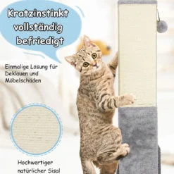 79 cm Hoher Kratzbaum Vertikaler Katzenbaum mit Weichem Plüsch Grau