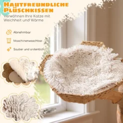 122 cm Hoher Moderner Kratzbaum mit Echter Baumstamm & BlumenplattformKletterturm