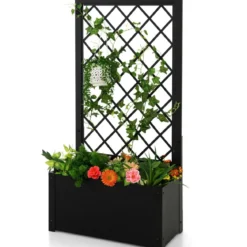 124 cm hoher Pflanzkasten aus Metall Hochbeet mit Rankgitter Outdoor-Pflanzbehälter