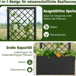 124 cm hoher Pflanzkasten aus Metall Hochbeet mit Rankgitter Outdoor-Pflanzbehälter