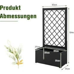 124 cm hoher Pflanzkasten aus Metall Hochbeet mit Rankgitter Outdoor-Pflanzbehälter