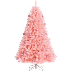 180 cm hoher rosa künstlicher Weihnachtsbaum mit rosa Ornamenten Tannenbaum Festtagsdekoration