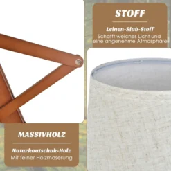 160 cm Hohe Stehlampe aus Holz Dekorative Humanoide Eckleuchte Natur