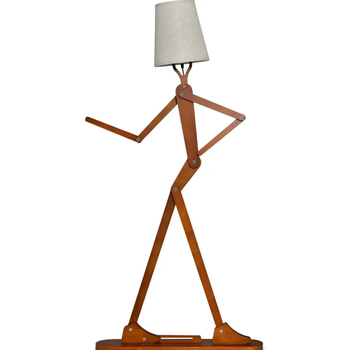 160 cm Hohe Stehlampe aus Holz Dekorative Humanoide Eckleuchte Natur