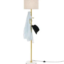 166,5cm hohe Stehlampe Garderobenständer mit 5 Haken & Fußschalter Stehleuchte E27 Sockel Leselampe für Schlafzimmer Wohnzimmer