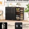 104 cm hohes Vorratsschrank Küchenschrank mit Türen & verstellbaren Regalen freistehendes Buffet-Sideboard Schwarz