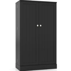 104 cm hohes Vorratsschrank Küchenschrank mit Türen & verstellbaren Regalen freistehendes Buffet-Sideboard Schwarz