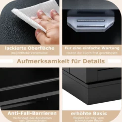 104 cm hohes Vorratsschrank Küchenschrank mit Türen & verstellbaren Regalen freistehendes Buffet-Sideboard Schwarz