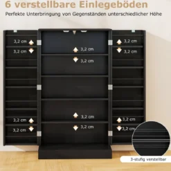 104 cm hohes Vorratsschrank Küchenschrank mit Türen & verstellbaren Regalen freistehendes Buffet-Sideboard Schwarz