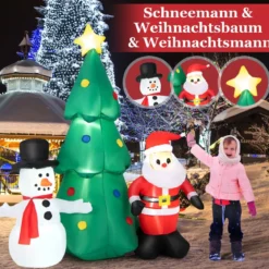185 cm Hohe Weihnachtsdekoration zum Aufblasen Riesige Weihnachtskombination mit LED-Leuchten