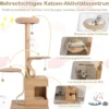 129 cm Holz Kratzbaum mit Katzenhöhle & Abnehmbaren Matten & Bällen Katzenbaum