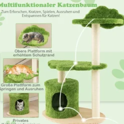 97 cm Katzenbaum mit Komplett Umwickelten Sisal-Kratzpfosten & Gepolstertem Top-Perch