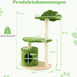 97 cm Katzenbaum mit Komplett Umwickelten Sisal-Kratzpfosten & Gepolstertem Top-Perch