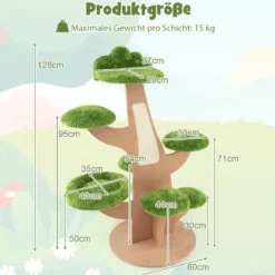 128 cm Katzenbaum mit Liegeplatz & Springplattform Kätzchen Aktivitätszentrum