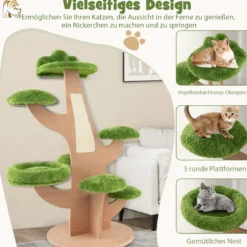 128 cm Katzenbaum mit Liegeplatz & Springplattform Kätzchen Aktivitätszentrum