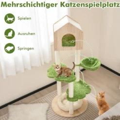 139 cm Katzenbaum mit Sisal-Kratzpfosten & Springplattformen & Liegeplatz & Hängematte