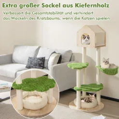 139 cm Katzenbaum mit Sisal-Kratzpfosten & Springplattformen & Liegeplatz & Hängematte