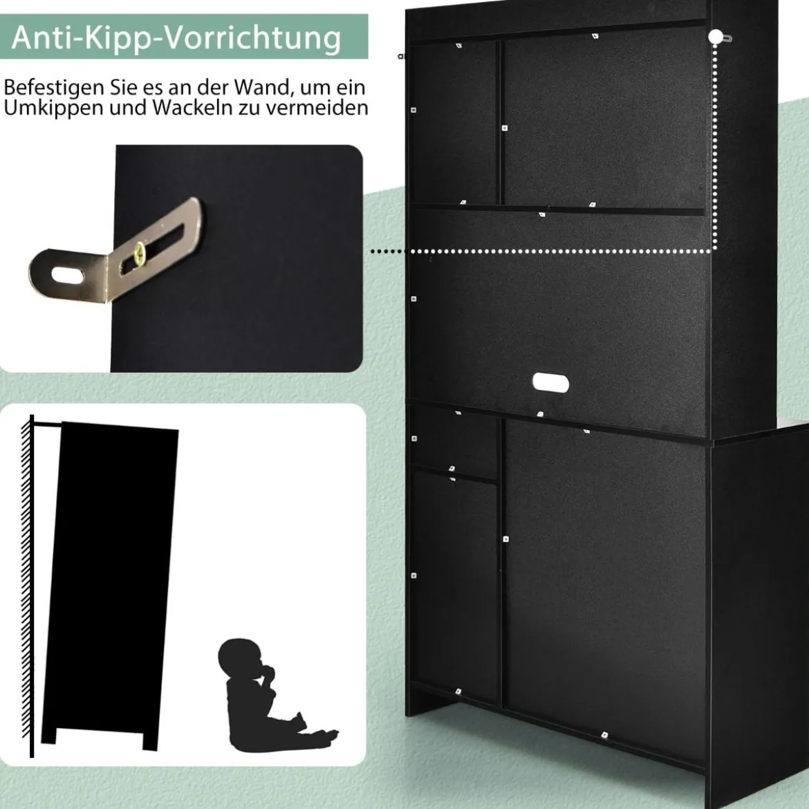 180 cm Küchenschrank mit Ladestation & Arbeitsplatte & Schublade Buffet Sideboard