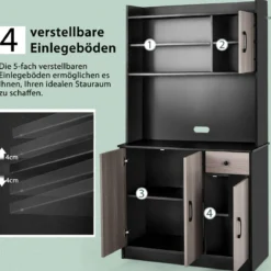 180 cm Küchenschrank mit Ladestation & Arbeitsplatte & Schublade Buffet Sideboard