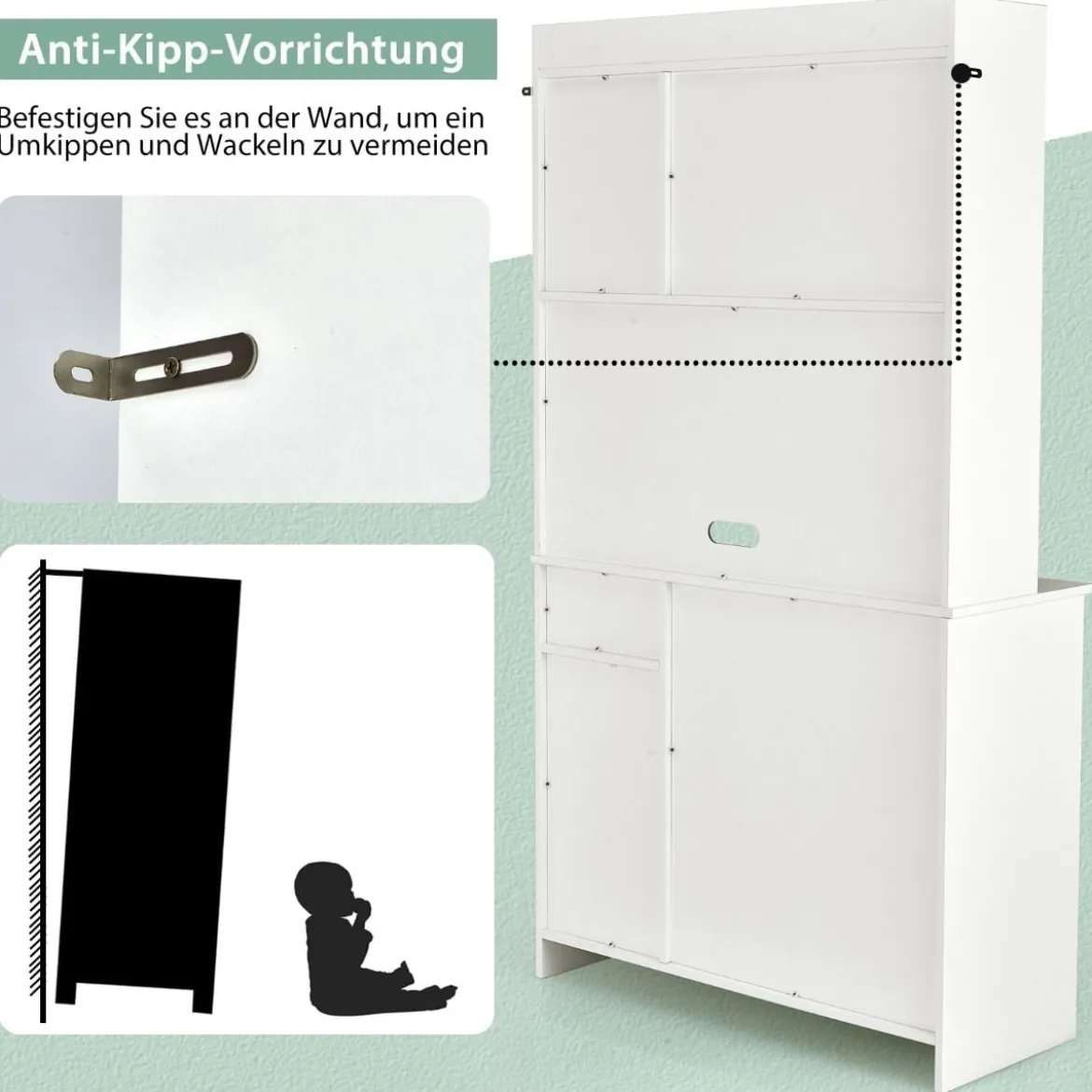 180 cm Küchenschrank mit Ladestation & Arbeitsplatte & Schublade Buffet Sideboard