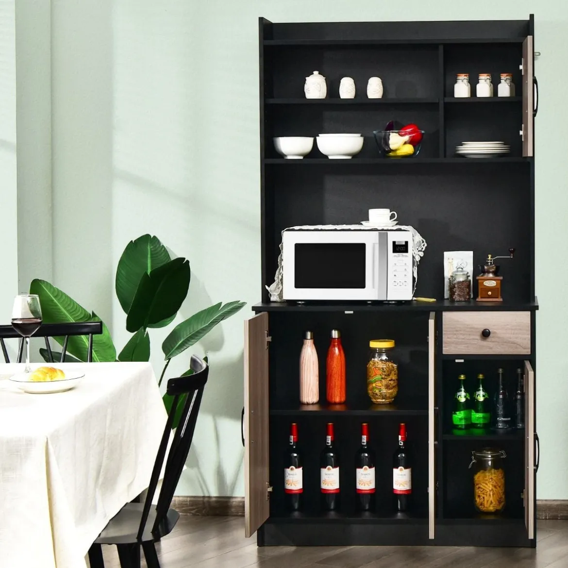 180 cm Küchenschrank mit Ladestation & Arbeitsplatte & Schublade Buffet Sideboard