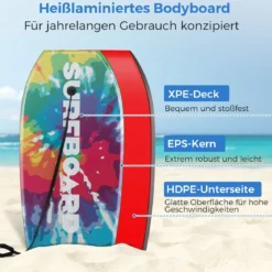 94 cm Kinder Bodyboard mit EPS-Kern & XPE-Deck & HDPE-Unterseite & Handgelenkschlaufe Surfboard