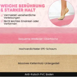 240 cm Kinder Schwebebalken klappbare Balancierbalken Gymnastikbalken mit Tragegriff Rosa
