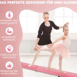 240 cm Kinder Schwebebalken klappbare Balancierbalken Gymnastikbalken mit Tragegriff Rosa