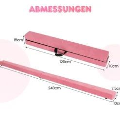 240 cm Kinder Schwebebalken klappbare Balancierbalken Gymnastikbalken mit Tragegriff Rosa