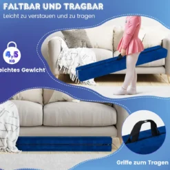 240 cm Kinder Schwebebalken klappbare Balancierbalken Gymnastikbalken mit Tragegriff Blau