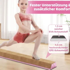 240 cm Kinder Schwebebalken mit Tragegriff & Wildlederbezug Klappbarer Balancierbalken