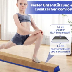 240 cm Kinder Schwebebalken mit Tragegriff & Wildlederbezug Klappbarer Balancierbalken