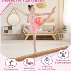 240 cm Kinder Schwebebalken mit Tragegriff & Wildlederbezug Klappbarer Balancierbalken