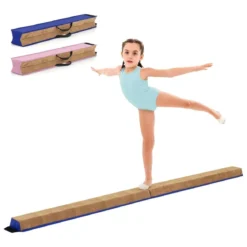 240 cm Kinder Schwebebalken mit Tragegriff & Wildlederbezug Klappbarer Balancierbalken
