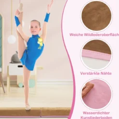240 cm Kinder Schwebebalken mit Tragegriff & Wildlederbezug Klappbarer Balancierbalken