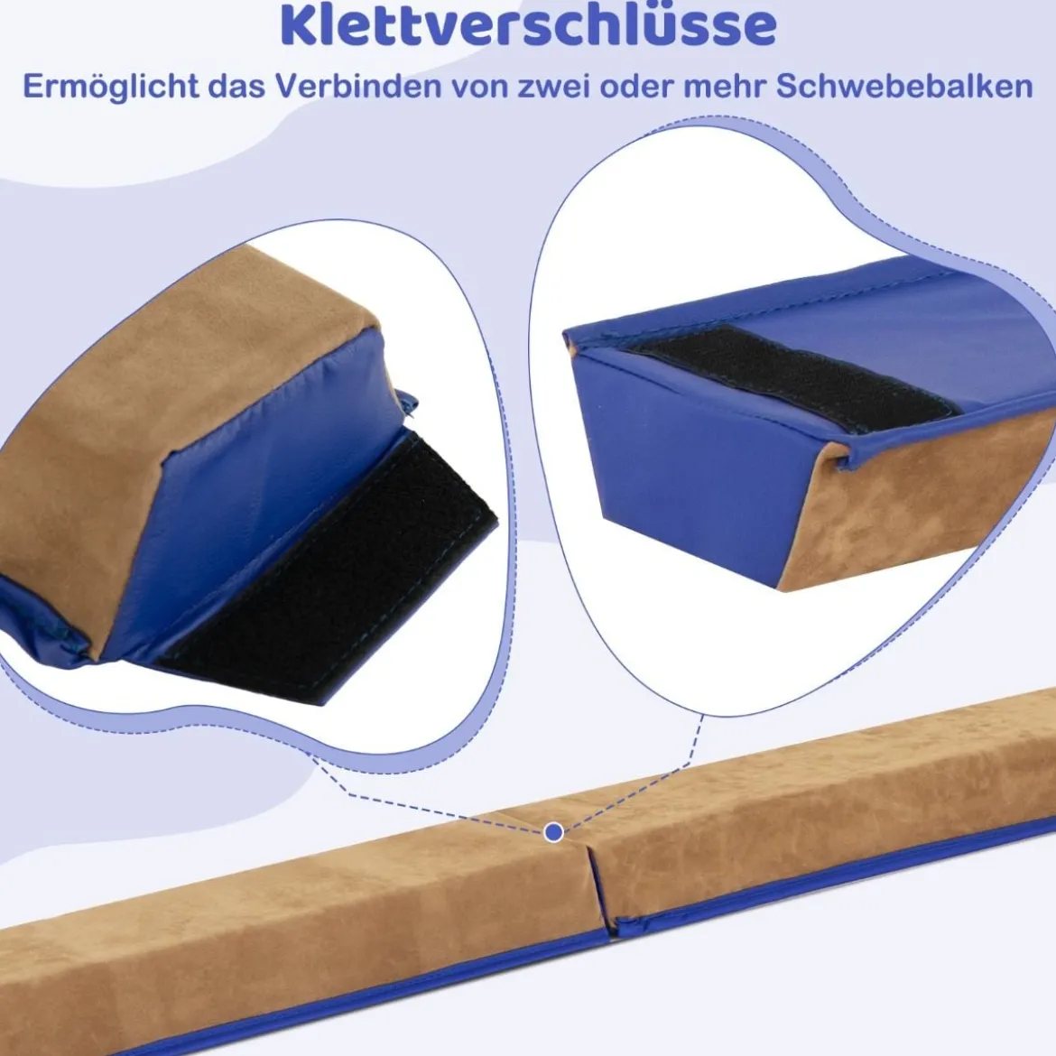 240 cm Kinder Schwebebalken mit Tragegriff & Wildlederbezug Klappbarer Balancierbalken