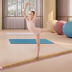 240 cm Kinder Schwebebalken mit Tragegriff & Wildlederbezug Klappbarer Balancierbalken